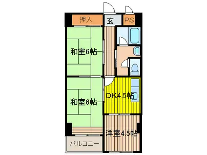 南市岡港友マンション(3DK/4階)の間取り写真