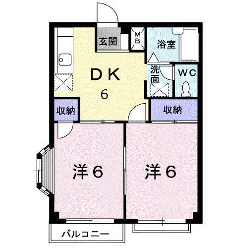 サニーコート(2DK/1階)の間取り写真