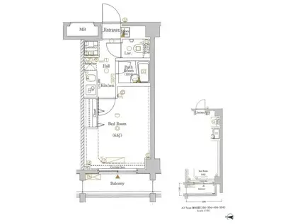 ブランノアール東武練馬(1K/5階)の間取り写真