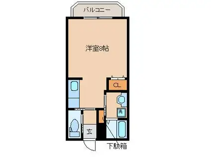 プルーヴ(ワンルーム/1階)の間取り写真