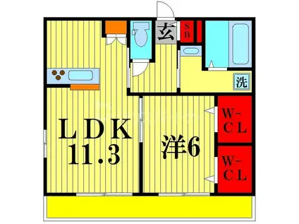 ベルデュール西船橋(1LDK/4階)の間取り写真