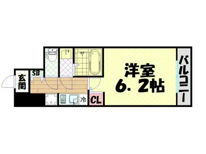 グランエクラ今宮戎(1K/10階)の間取り写真