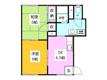 アトゥレ倉石 N(2DK/2階)の間取り写真