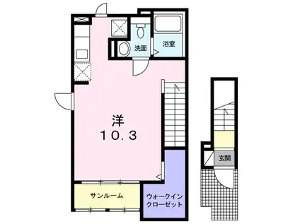 アシェイド スマイル(ワンルーム/2階)の間取り写真