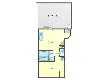 グランツ(ワンルーム/1階)の間取り写真