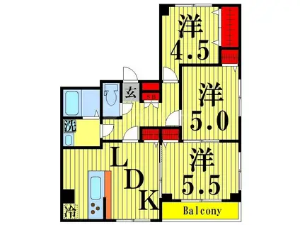 アーク鐘ヶ淵(3LDK/6階)の間取り写真