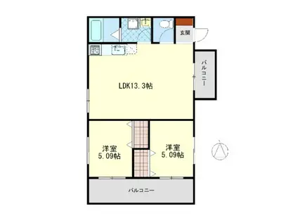 エスポワールK与那原(2LDK/1階)の間取り写真