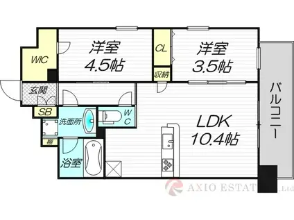 STANDZ新大阪(2LDK/9階)の間取り写真