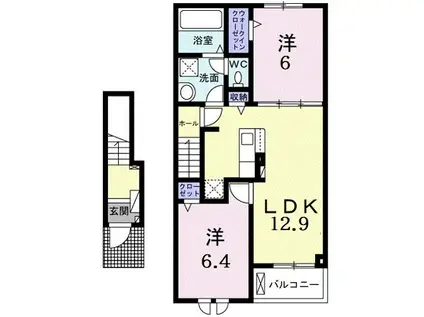 ブローテ IV B(2LDK/2階)の間取り写真