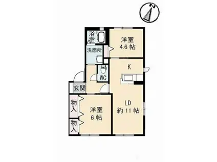 バリュージュI (2LDK/2階)の間取り写真