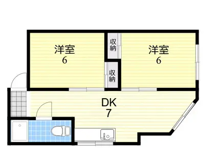 ライズワン天神ノ森レジデンス(2DK/4階)の間取り写真