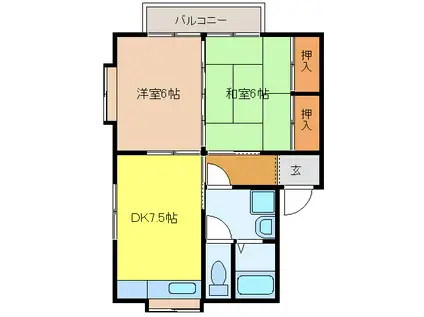 コーポ山口(2DK/1階)の間取り写真