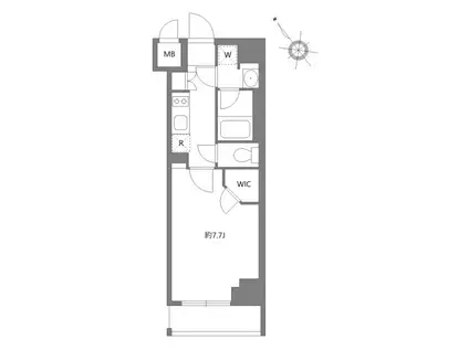 ケーディーエックスレジデンス豊洲(1K/7階)の間取り写真