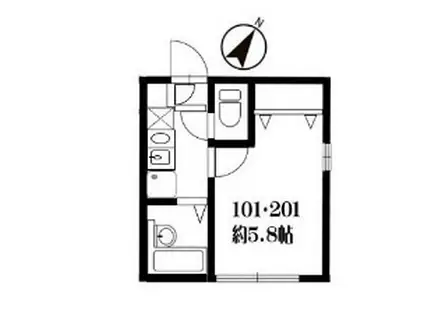 リーヴェルポート横浜LISA(1K/2階)の間取り写真