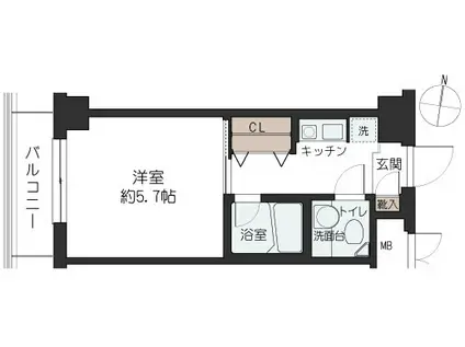 クレール六甲(1K/4階)の間取り写真