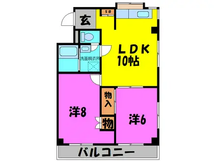 ハイツU&I(2LDK/2階)の間取り写真