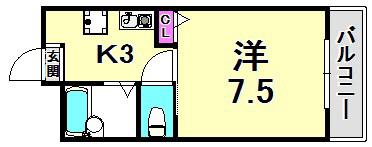 CASONA(1K/2階)の間取り写真