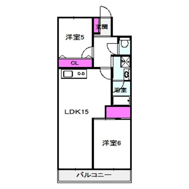 シャトーレイクルイーズ(2LDK/5階)の間取り写真