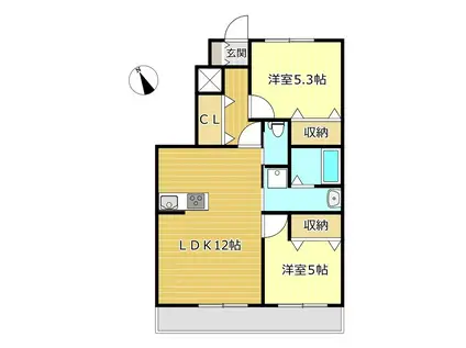 LUMINOUS(2LDK/1階)の間取り写真