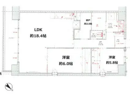 ドゥーエ南長崎(2SLDK/6階)の間取り写真