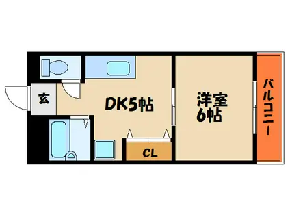 ハイツ長畑(1DK/3階)の間取り写真