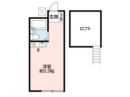 アップルハウスパピヨン(ワンルーム/2階)の間取り写真