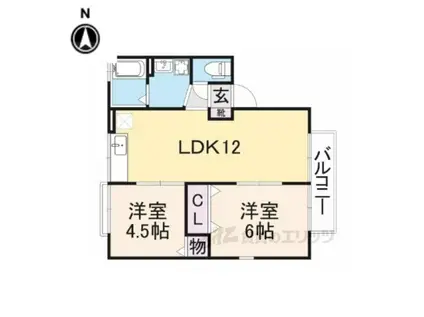 アネーバ大和B(2LDK/1階)の間取り写真