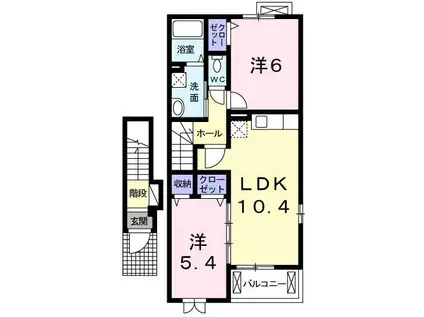 エスペランスII(2LDK/2階)の間取り写真
