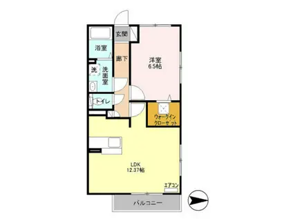 リッツハウスIII(1LDK/1階)の間取り写真