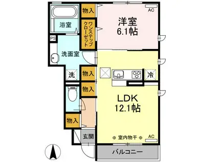 LIVE葵(1LDK/1階)の間取り写真