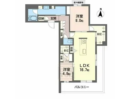 和の社 江坂(2LDK/3階)の間取り写真