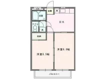 ラ・グリューⅣ(2DK/2階)の間取り写真