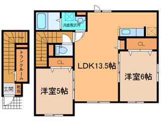 ジャスティ(2LDK/2階)の間取り写真