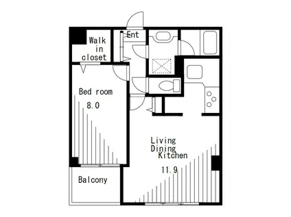 サンセリテ鞠子(1LDK/6階)の間取り写真