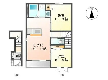 大切なペットと暮らせる(2LDK/2階)の間取り写真