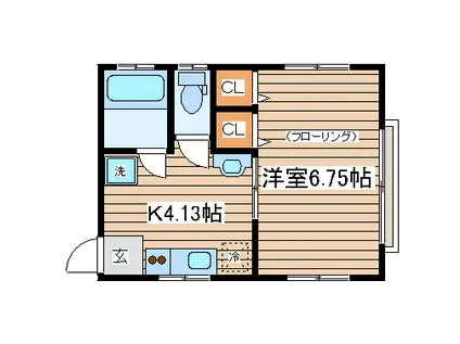 第7コーポ森(1DK/1階)の間取り写真