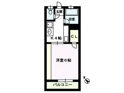 リバーサイド II(1K/3階)の間取り写真