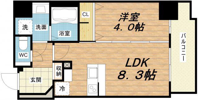 LA DOUCEUR谷町(1LDK/2階)の間取り写真