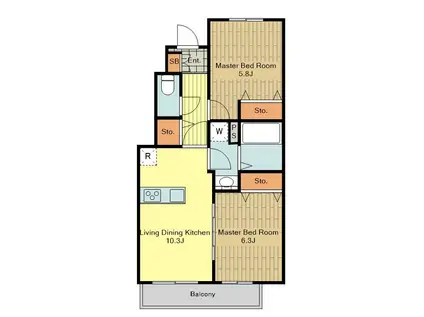 都の森II(2LDK/1階)の間取り写真