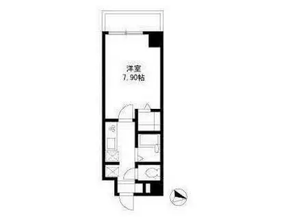 ＪＲ南武線 向河原駅 徒歩1分 7階建 築22年(1K/4階)の間取り写真