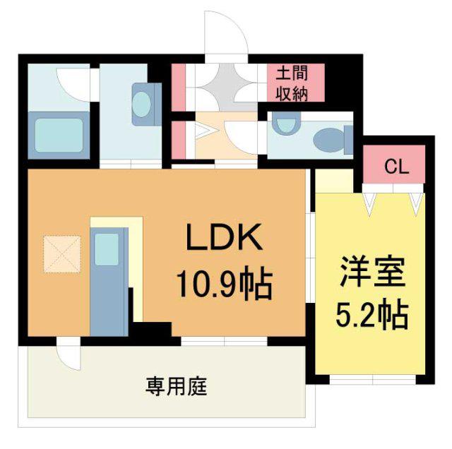 シャーメゾン マーリエII(1LDK/1階)の間取り写真