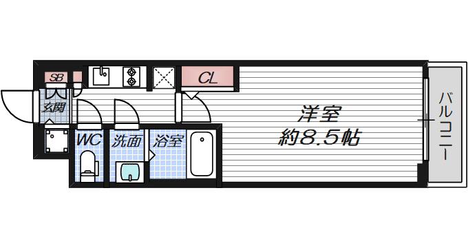 エスライズ北堀江(1K/14階)の間取り写真