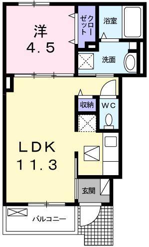 サンフィールドII(1LDK/1階)の間取り写真