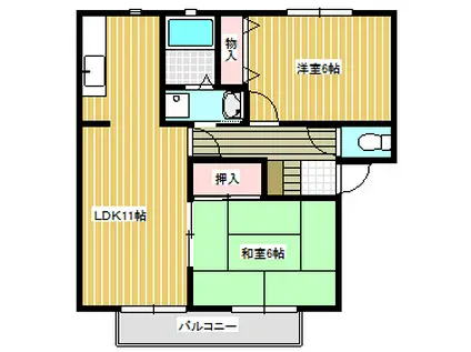 フォレスト東平島 C棟(2LDK/1階)の間取り写真