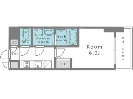 エスリードレジデンス梅田フロント(1K/6階)の間取り写真