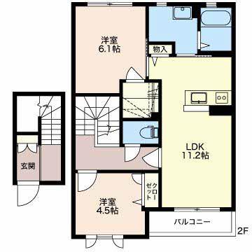 ソサイティー上袋 A(2LDK/2階)の間取り写真