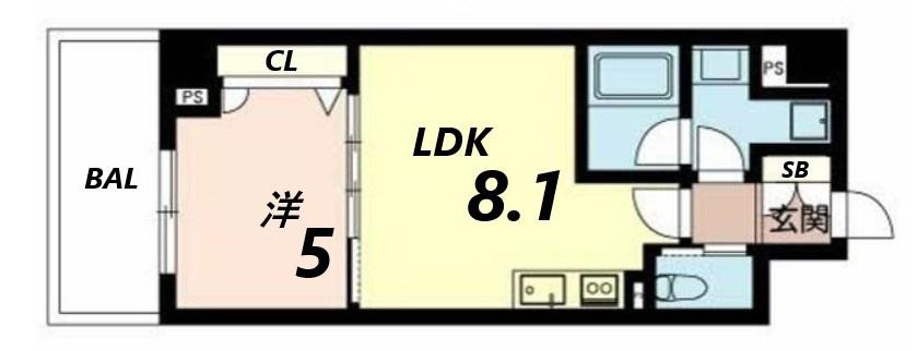 ベラ・ルーナ(1LDK/9階)の間取り写真