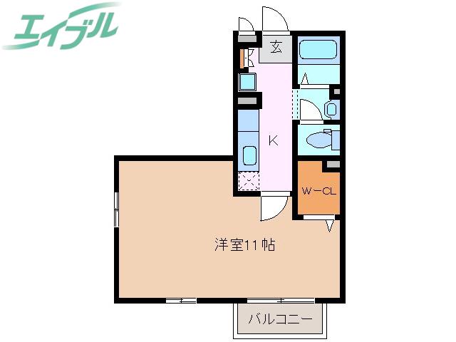 ルネ城東(1K/2階)の間取り写真