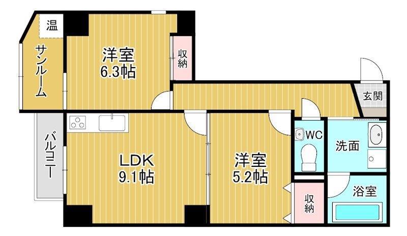 アクシルコート富山駅北(2LDK/7階)の間取り写真