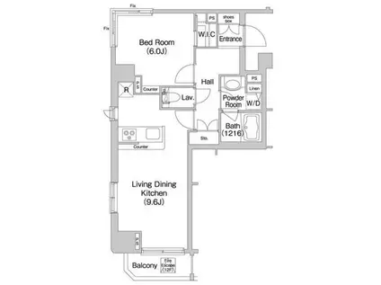 コンフォリア市谷柳町(1LDK/12階)の間取り写真